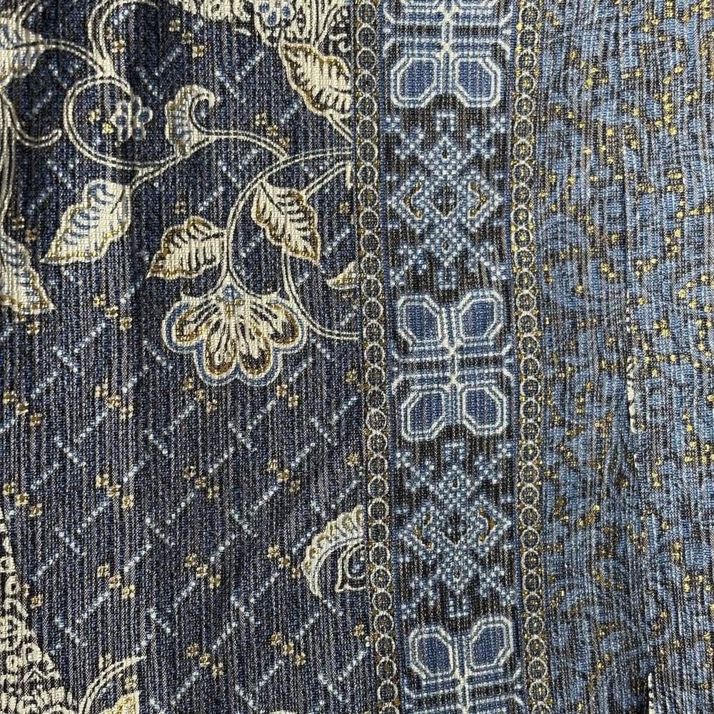 Batik Keris Men Short Sleeve Button Up Shirt Size 16.5 Blue Silky Polyester Asia - Picture 6 of 13